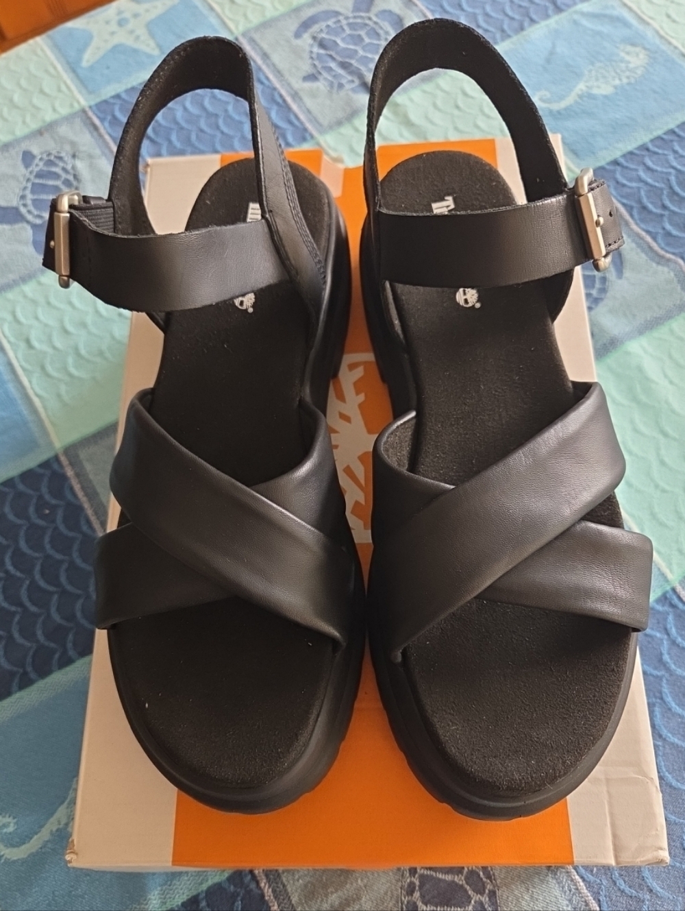 NIB Timberland Womens 10 M London Vibe Backstrap Sandal Jet Black Buckle